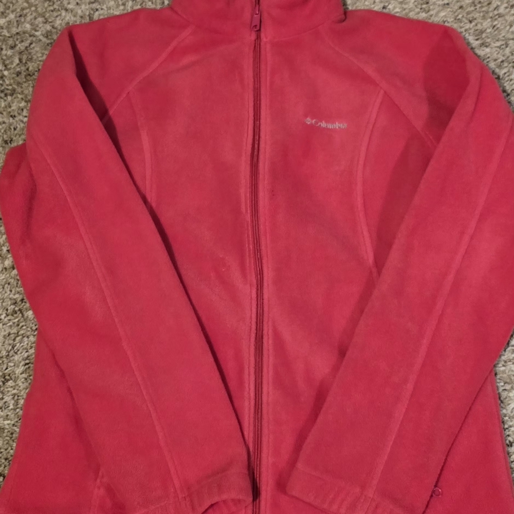 Columbia Vibrant Hot Pink Fleece Jacket, Womans size Large